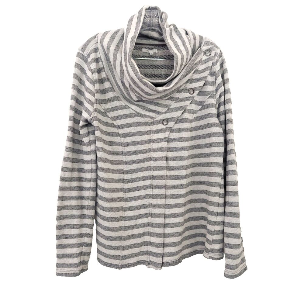 Maurices Sweater Size Large Gray Stripe Cowl Neck Long Sleeve Versatile